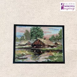 Obraz krajobraz wiejski  - 25 x 19 cm